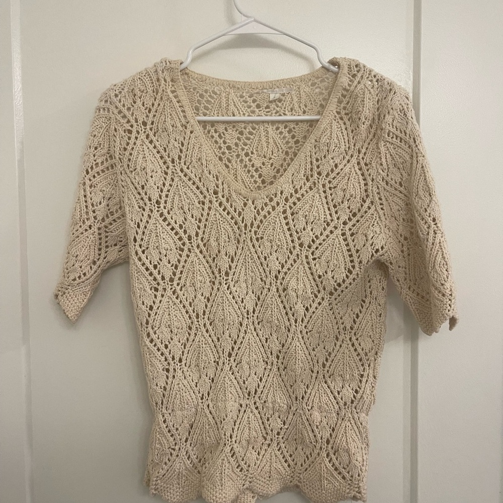 Vintage Cottagecore Boho Elegant Cream Knit‎ Sweater GrandmaCore